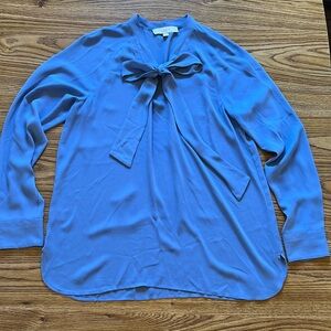 Loft Periwinkle Tie Neck Blouse Size Small